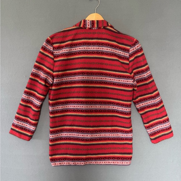 Vintage 90s Léger Southwestern Blanket Blazer Jacket lightweight - Picture 3 of 10